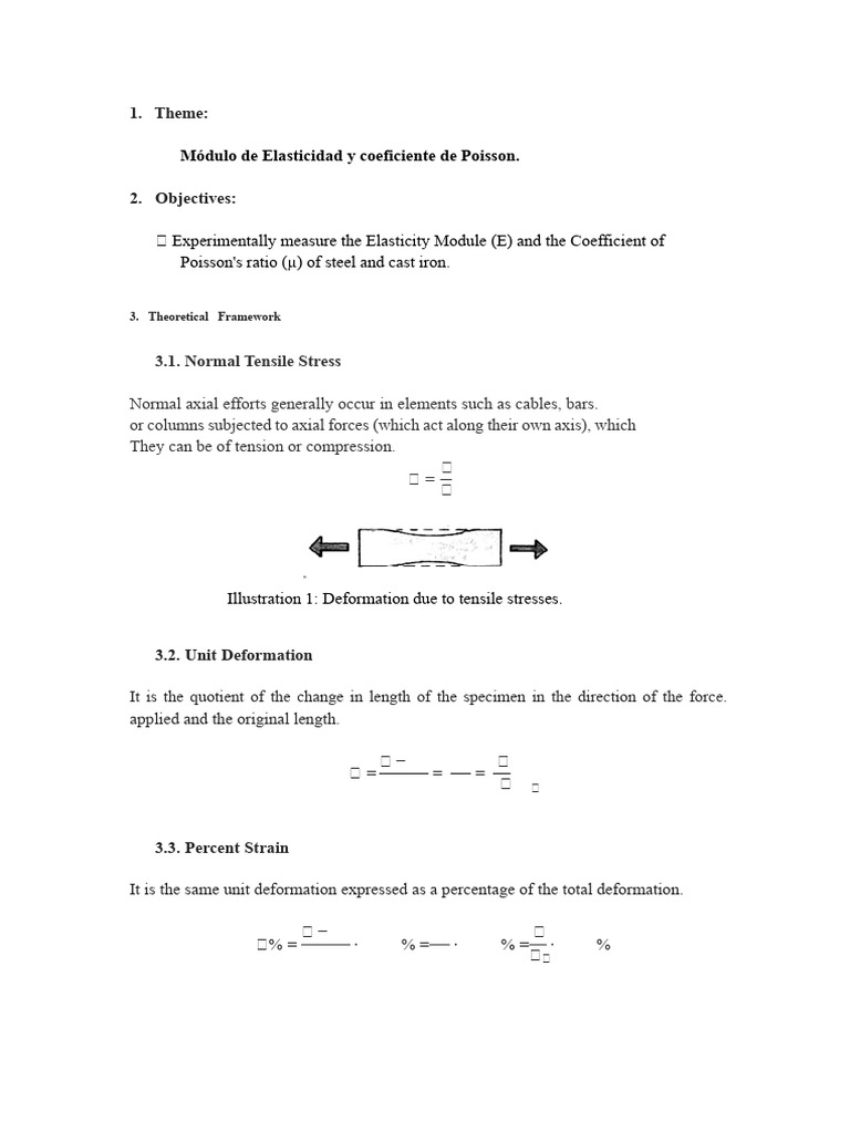 Elasticity Module and Poisson's Coefficient.docx | PDF | Deformation ...