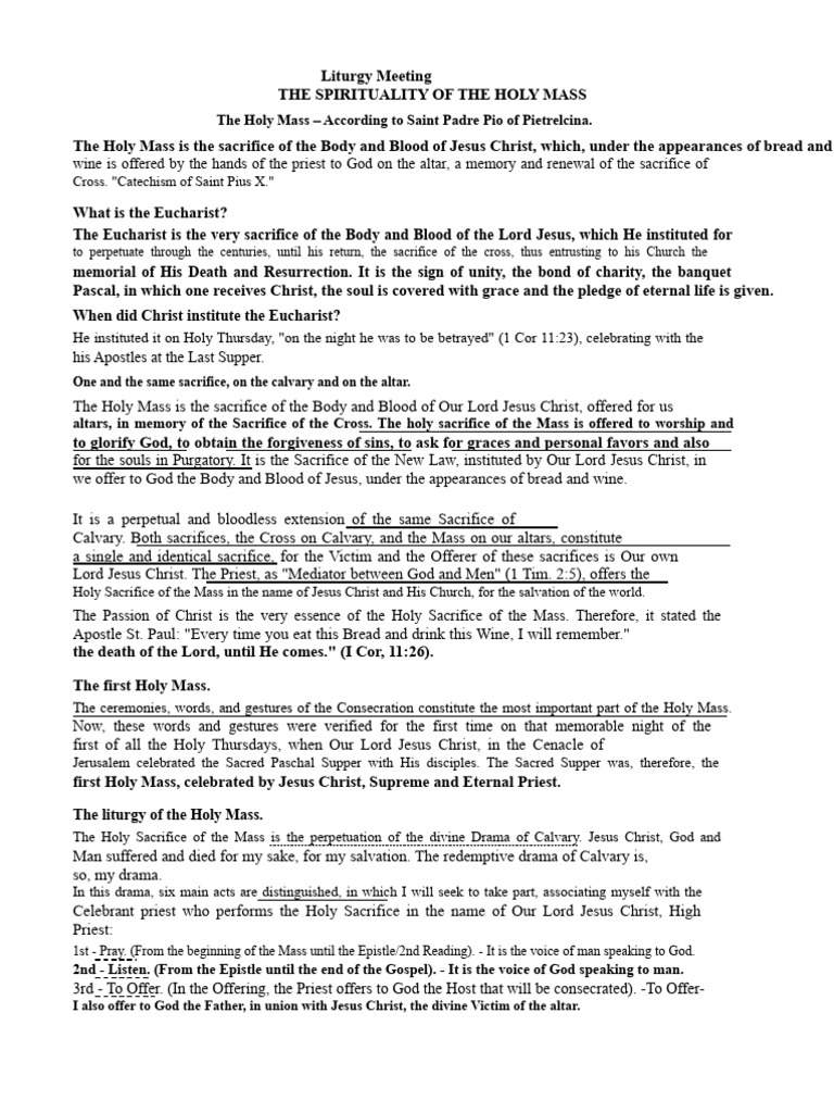 Understanding the Holy Mass and Eucharist | PDF | Eucharist | Sacrifice