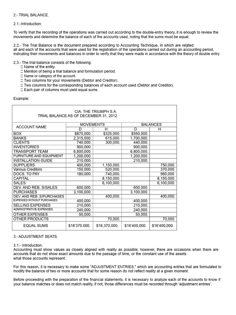 Trial Balance and Adjustment Entries Guide | PDF | Debits And Credits ...