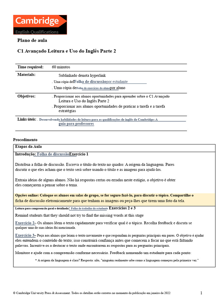 c1 Leitura Avançada e Uso Do Inglês Parte 2 | PDF | Caixa alta e caixa ...