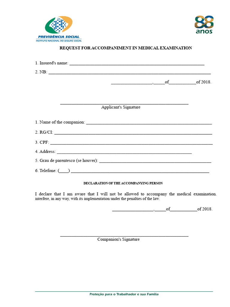 Medical Examination Accompaniment Request | PDF