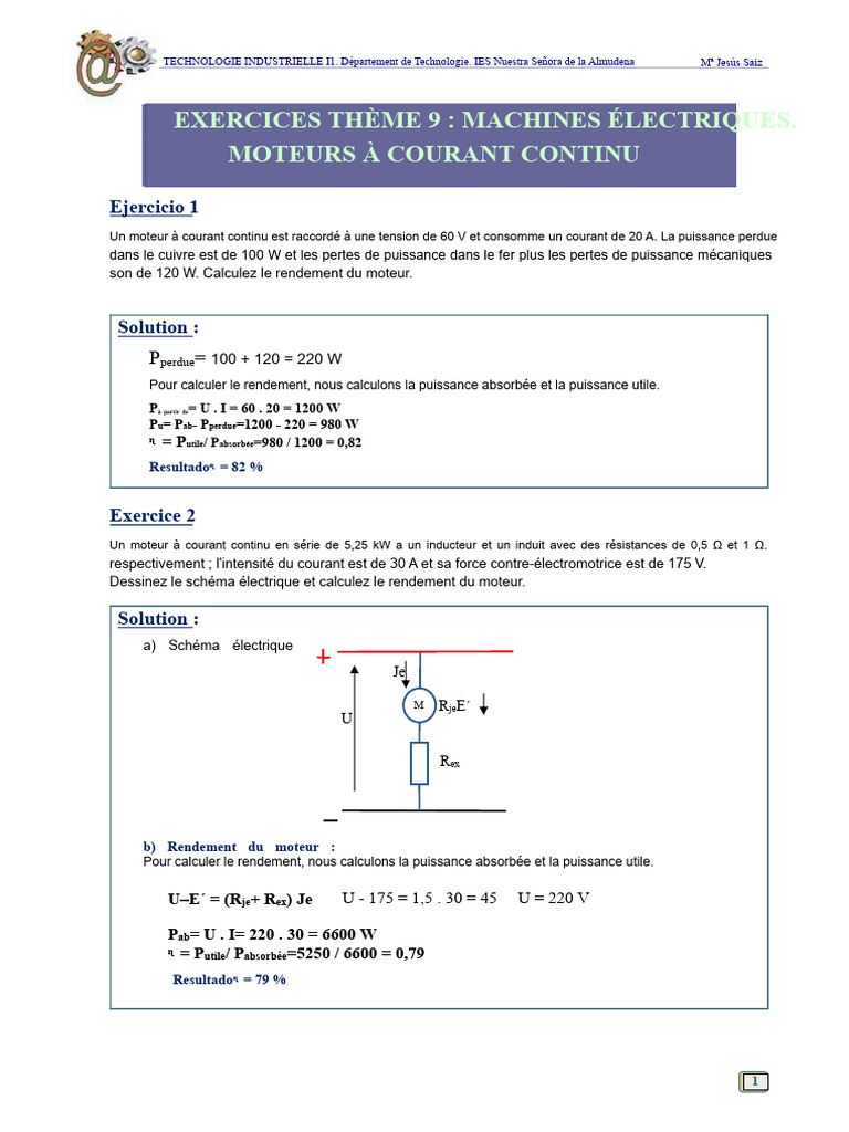 Rendement des moteurs à courant continu PDF Puissance (physique — free download