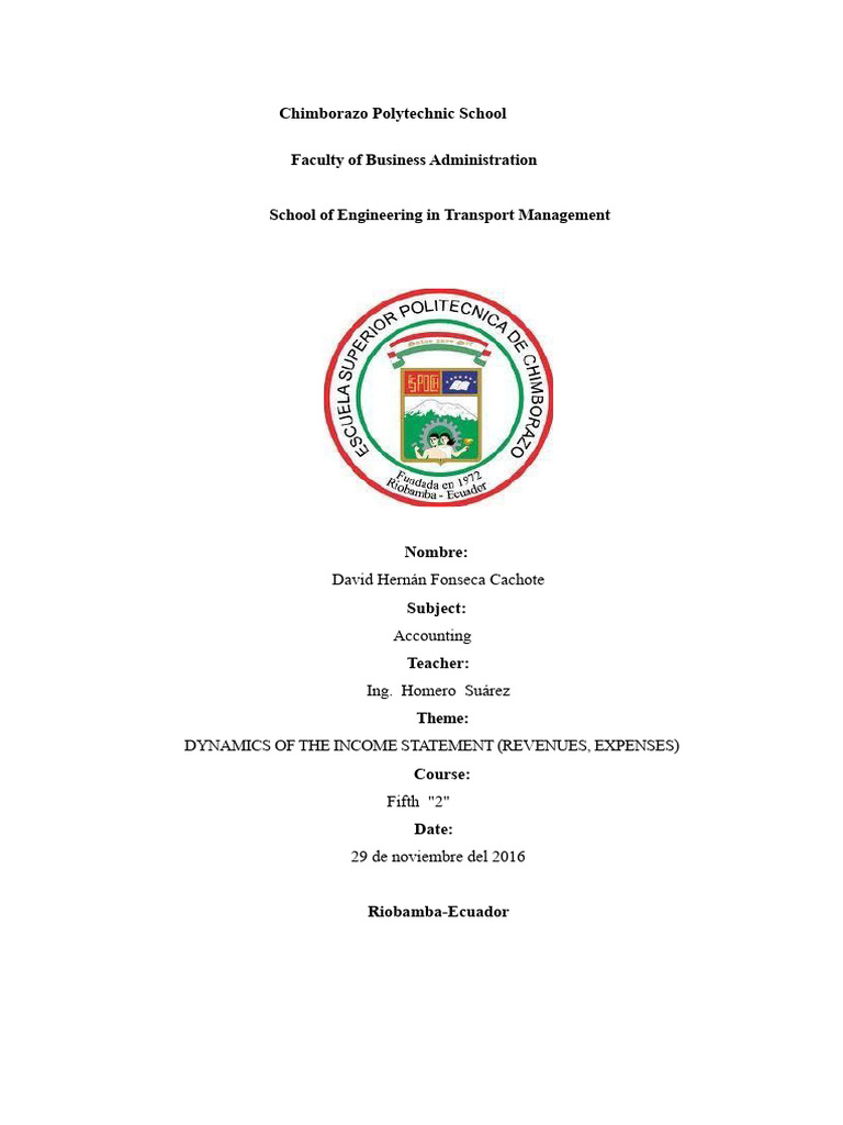 Dynamics of Income Statements | PDF | Debits And Credits | Expense