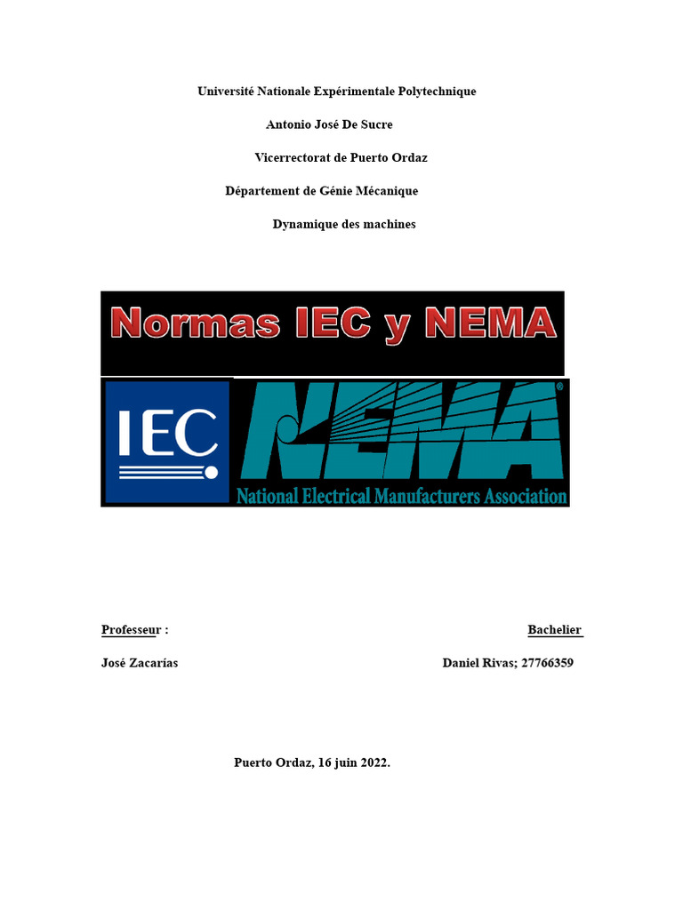 Normes IEC Et NEMA PDF Commission électrotechnique internationale — free download