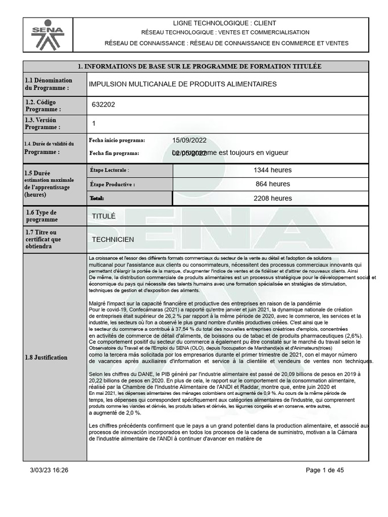 Programme Technique en Produits Alimentaires | PDF | Environnement ...