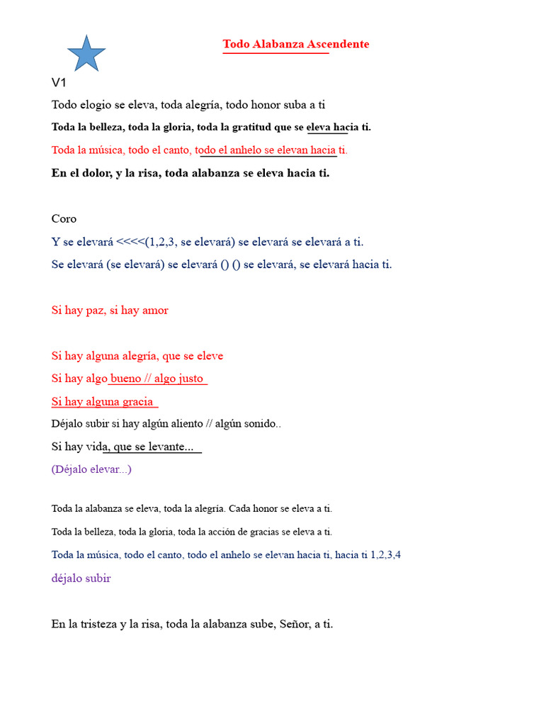 Todas Las Alabanzas Subiendo Letras | PDF