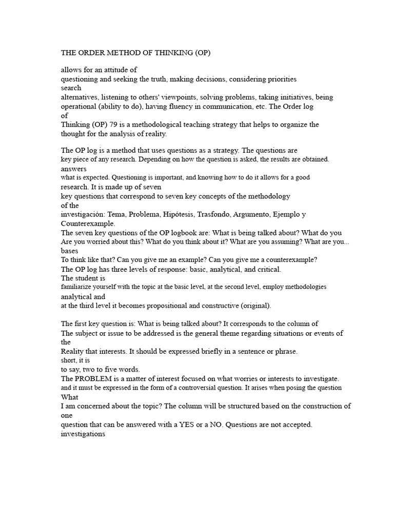 The Method of Ordering Thought | PDF | Falsifiability | Argument