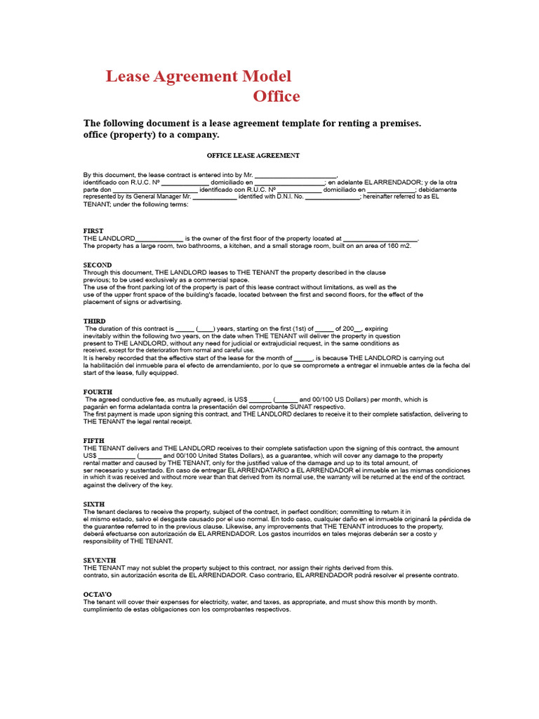 Office Lease Agreement Template | PDF | Lease | Leasehold Estate
