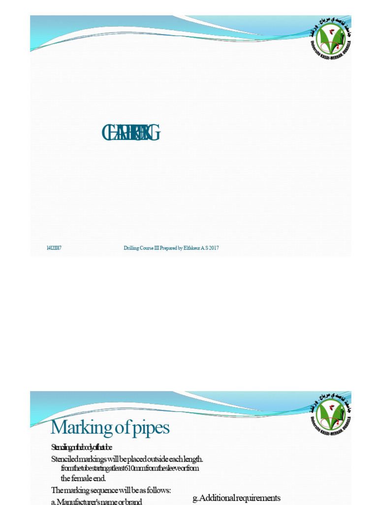 Tubing Marking and Drilling Guidelines | PDF | Casing (Borehole) | Pressure