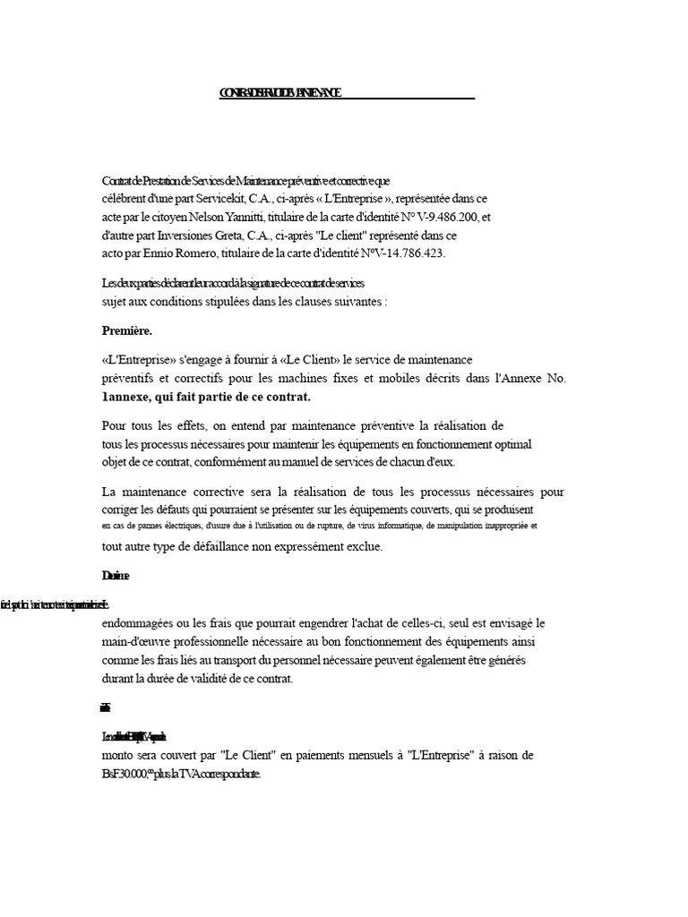 Contrat de Maintenance Préventive et Corrective | PDF | Business