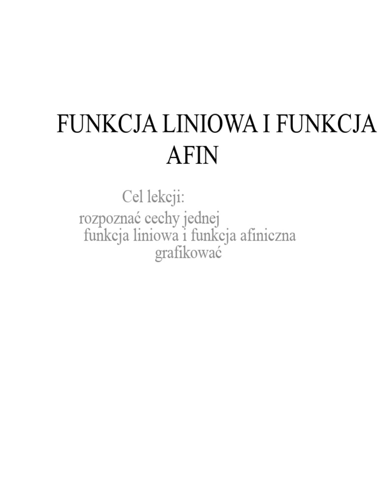 Funkcja Liniowa I Funkcja Afinna | PDF