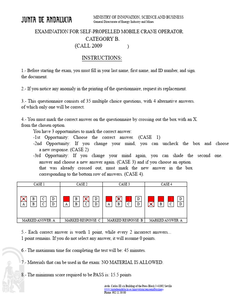 Mobile Crane Operator Exam Instructions | PDF | Crane (Machine ...