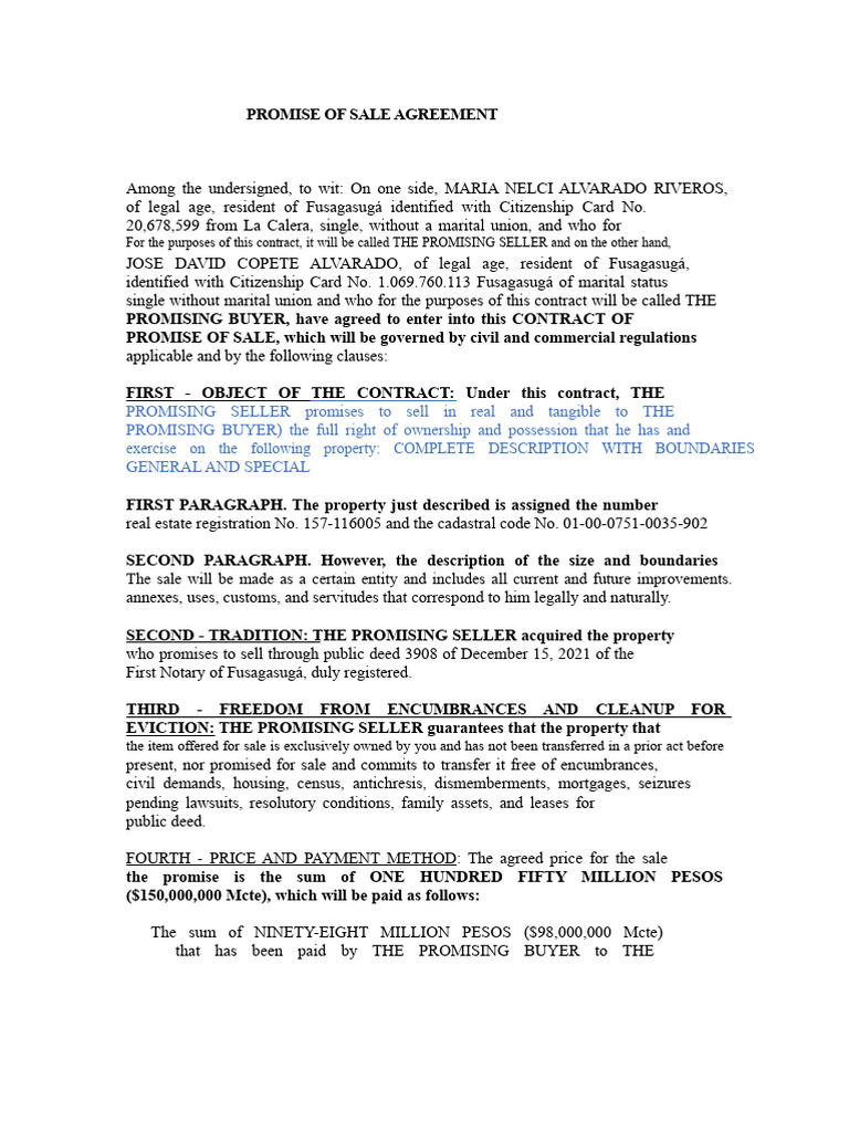 Promise of Sale Agreement Template | PDF | Deed | Taxes