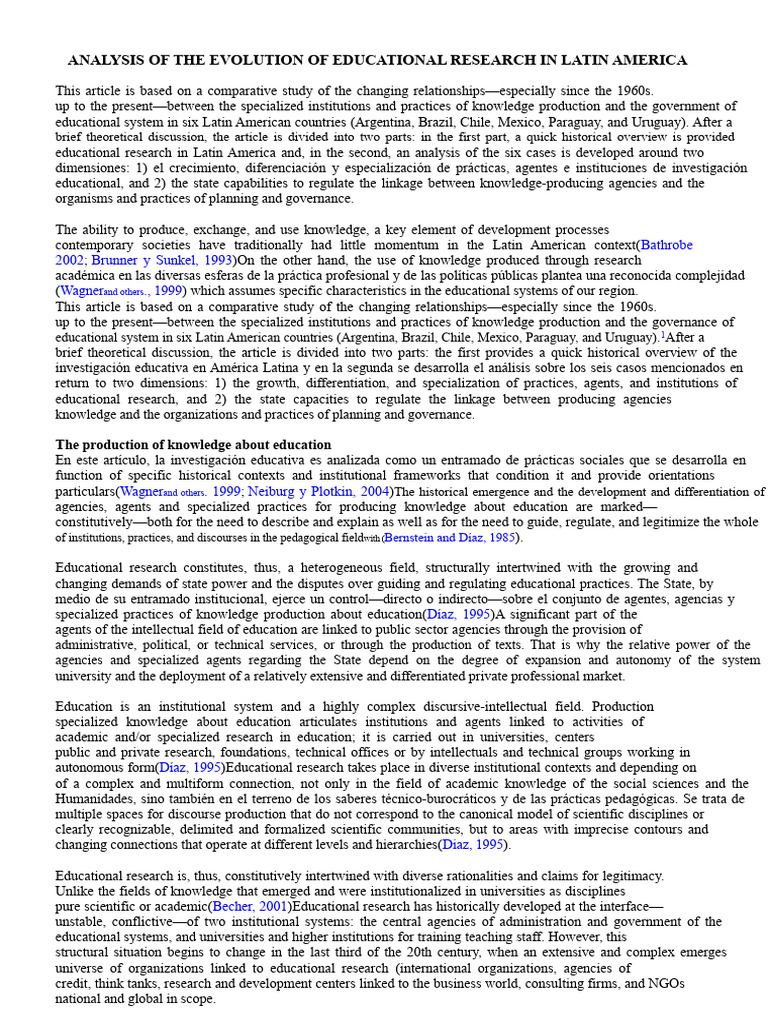 Evolution of Educational Research in Latin America | PDF | Latin ...