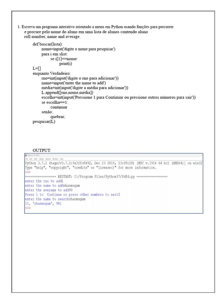 Programas Interativos em Python e SQL | PDF | Tabela (banco de dados ...