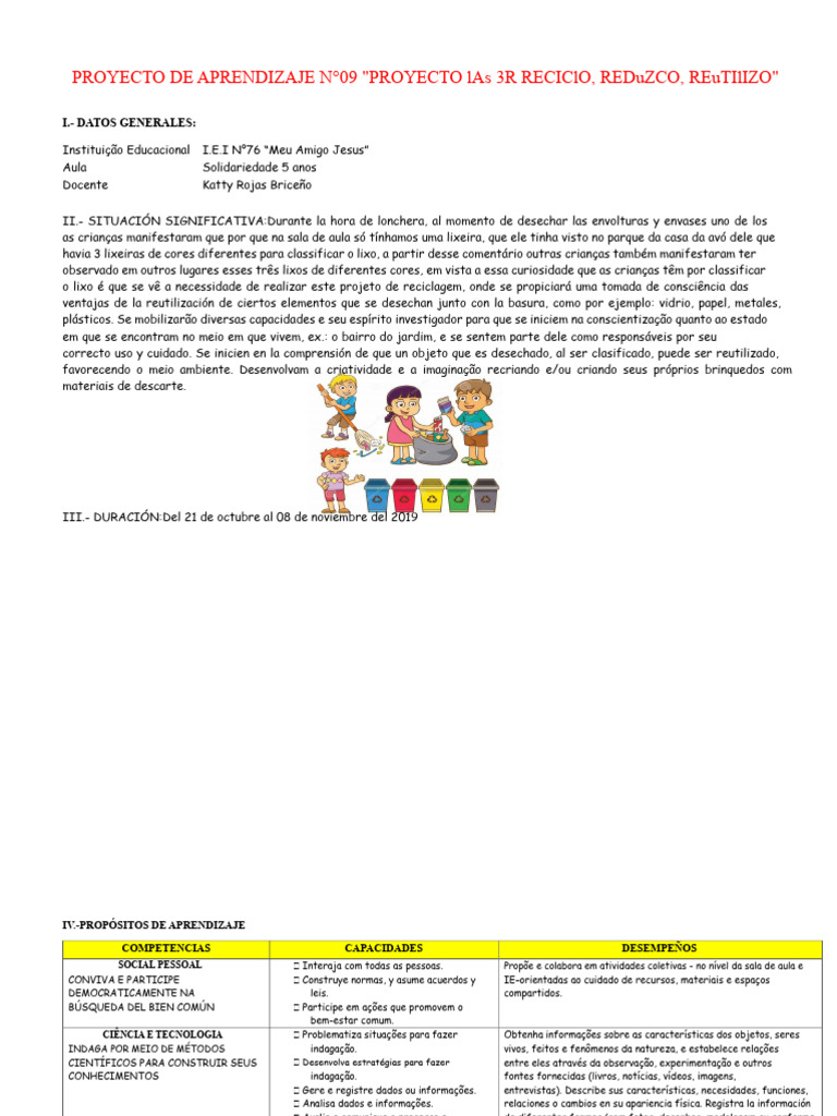 Projeto de Reciclagem na Educação Infantil | PDF | Desperdício | Reciclagem