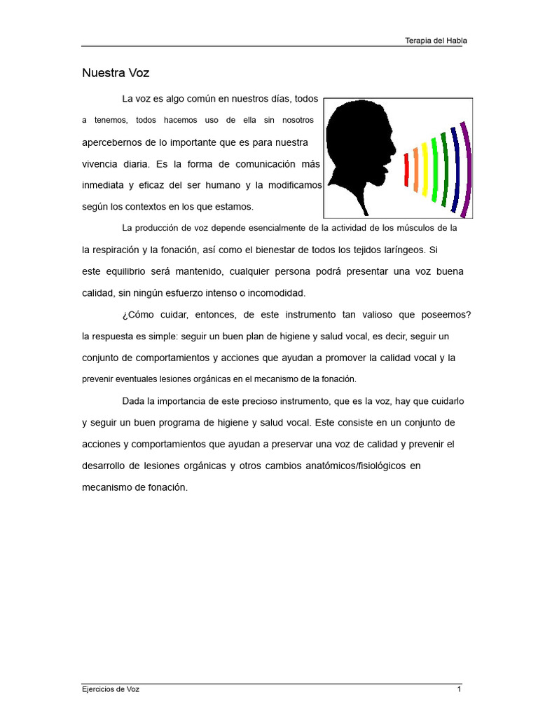 Cuaderno de Ejercicios de Voz | PDF | Hombro | Sonido