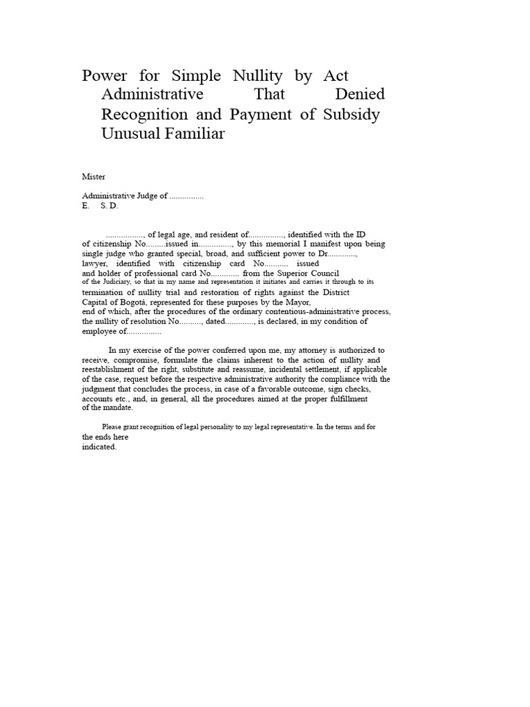 Power For Simple Nullity Due To Administrative Act That Denied R | PDF