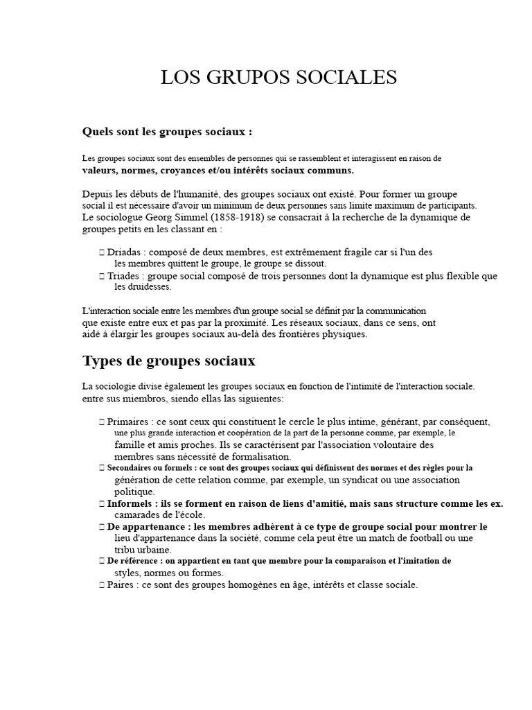 Types et dynamiques des groupes sociaux | PDF | Bureaucratie ...