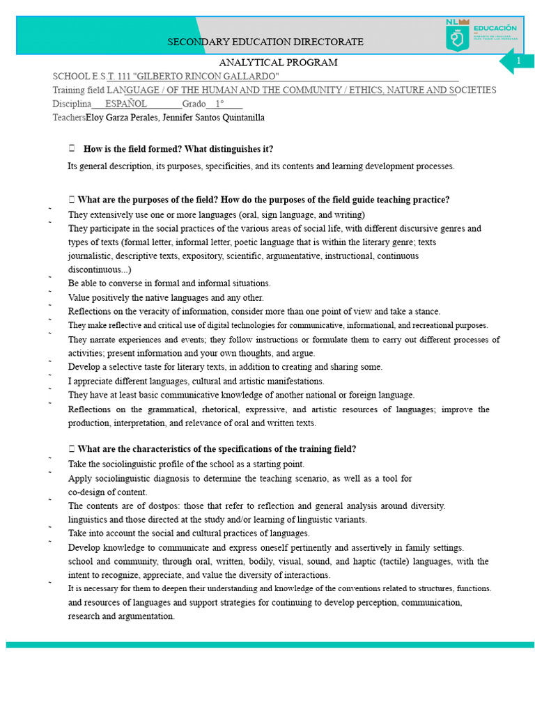 Language and Ethics Curriculum Overview | PDF | Knowledge | Linguistics
