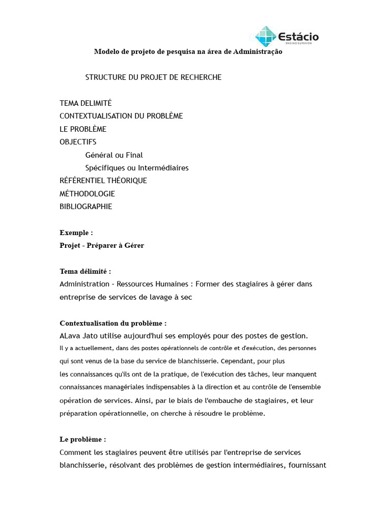 Modèle de Projet de Recherche Dans Le Domaine de L'administration | PDF