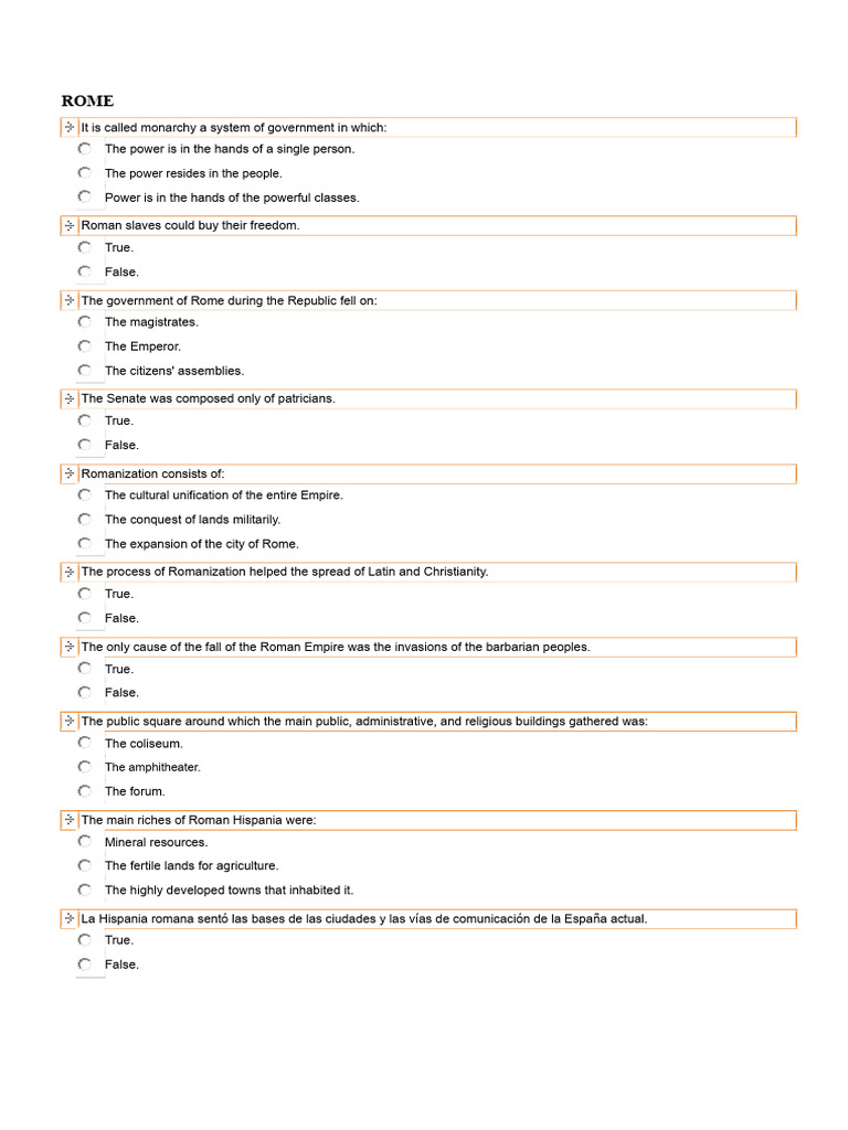 EXAM Summary Ancient Rome 1st ESO | PDF