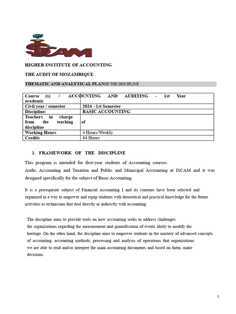 Basic Accounting Course Outline 2024 | PDF | Accounting | Knowledge