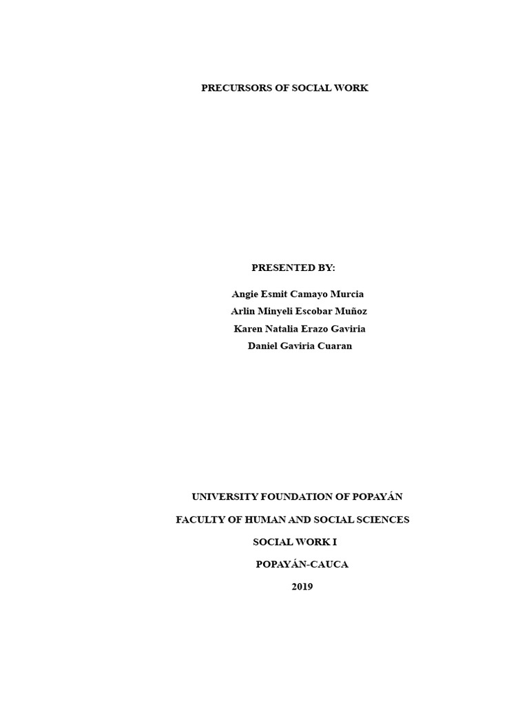 Predecessors of Social Work | PDF