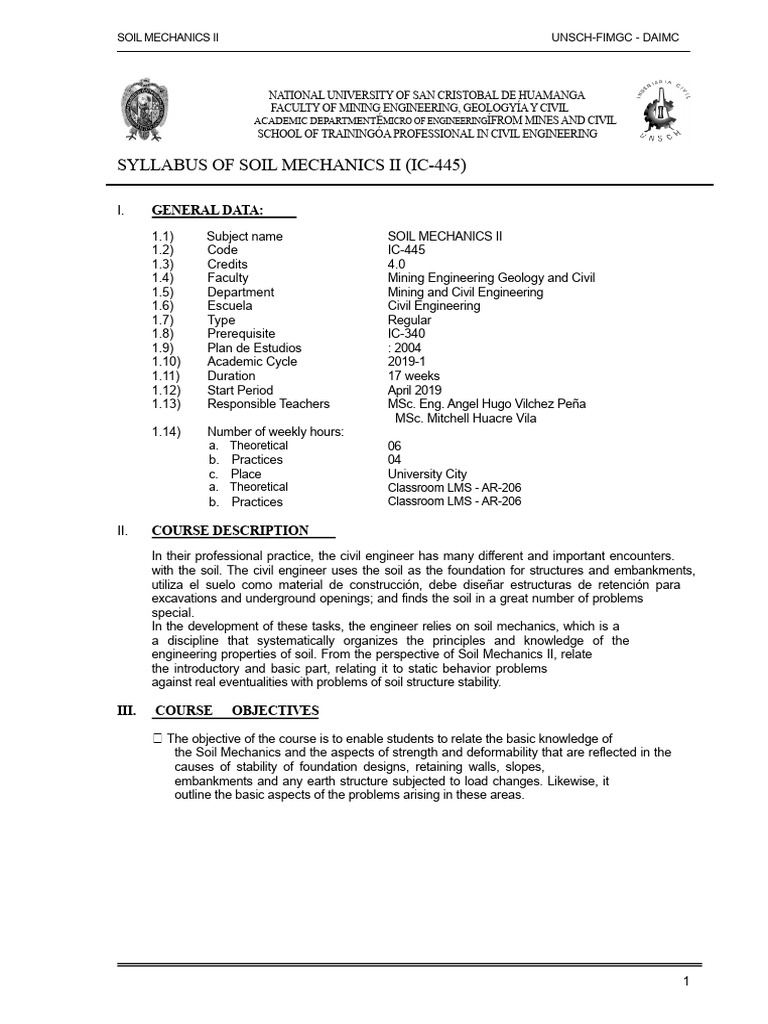 Soil Mechanics II Syllabus Overview | PDF | Soil Mechanics | Soil