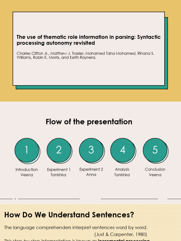 Parsing Sentences: Thematic Role Insights | PDF | Parsing | Linguistics