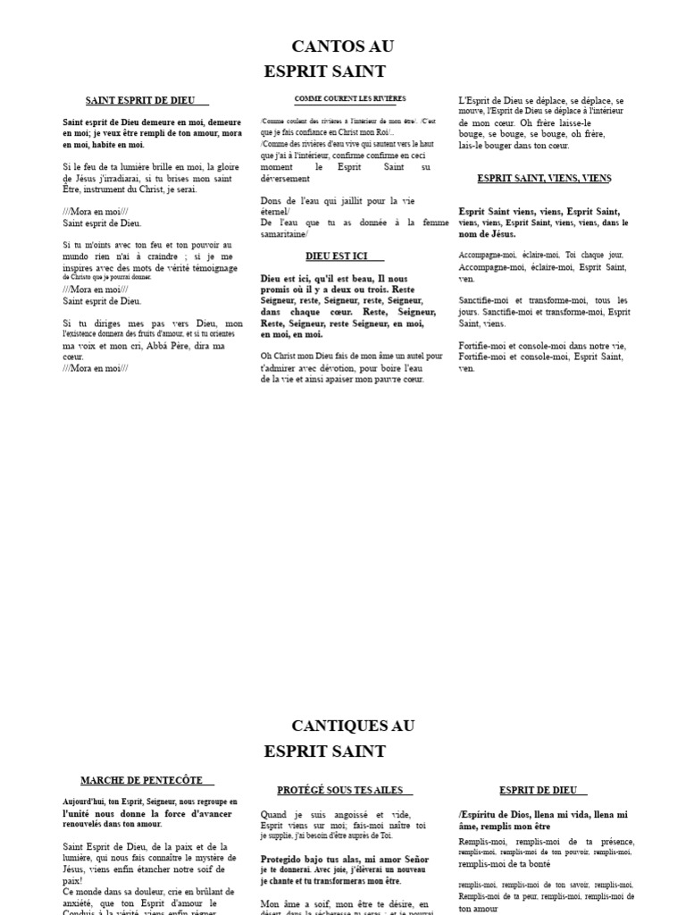Chants Spirituels au Saint-Esprit | PDF | Saint-Esprit | Marie, mère de ...
