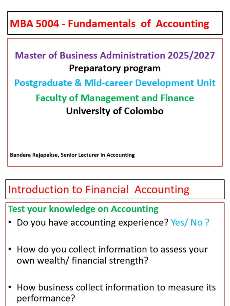 MBA Accounting Fundamentals Overview | PDF | Debits And Credits | Expense