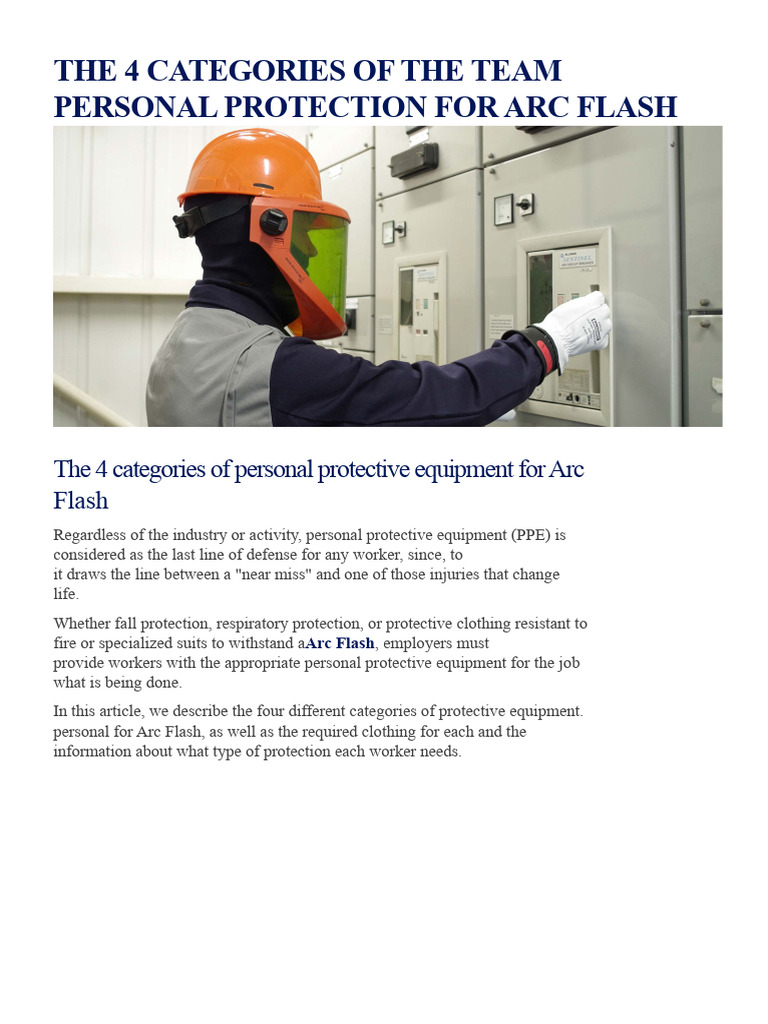 Arc Flash PPE Categories Explained | PDF | Personal Protective ...