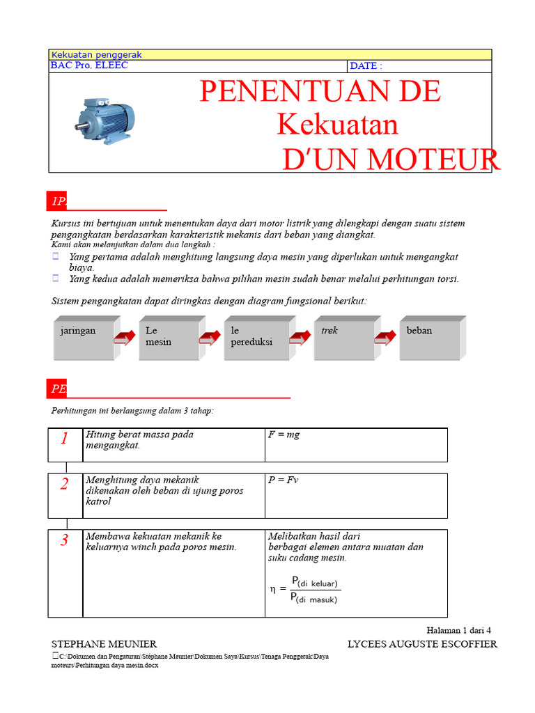 Cara Hitung Daya Motor Listrik | PDF