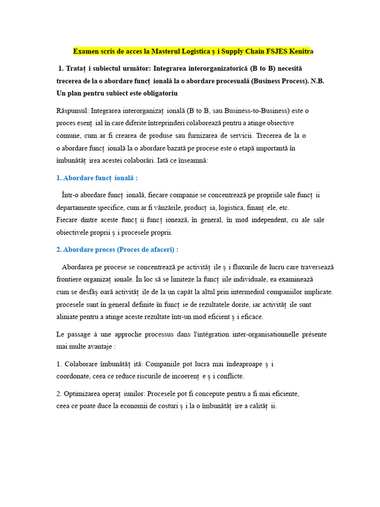 Examen Scris de | PDF