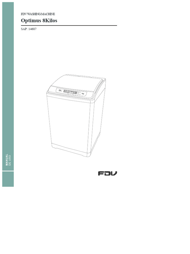 FDV Optimus 8kg Washing Machine Manual | PDF | Washing Machine | Tap ...