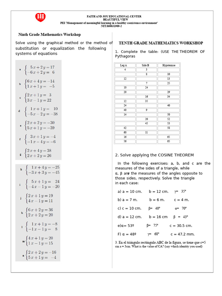 Ninth to Eleventh Grade Math Workshops | PDF | Elementary Mathematics ...
