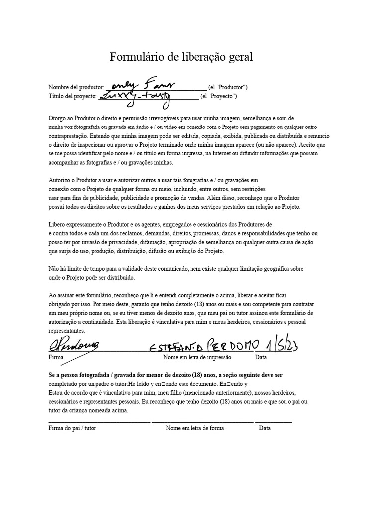 Formulário de Liberação de Imagem e Voz | PDF