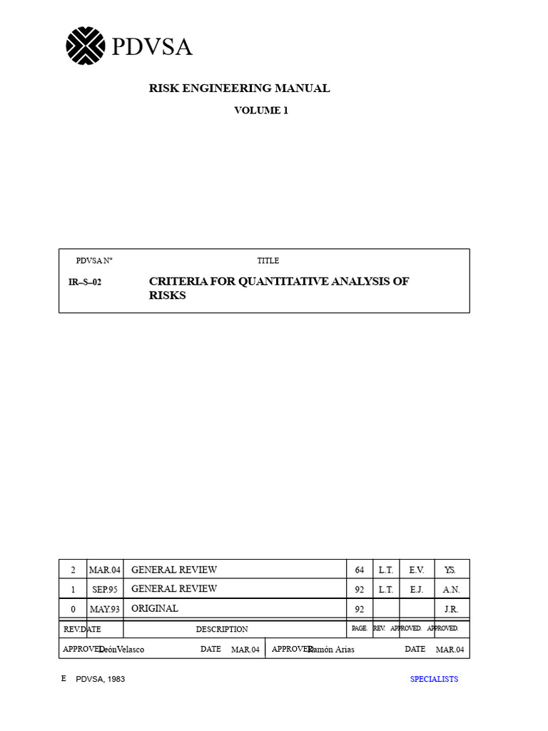 PDVSA Quantitative Risk Analysis Manual | PDF | Risk | Safety