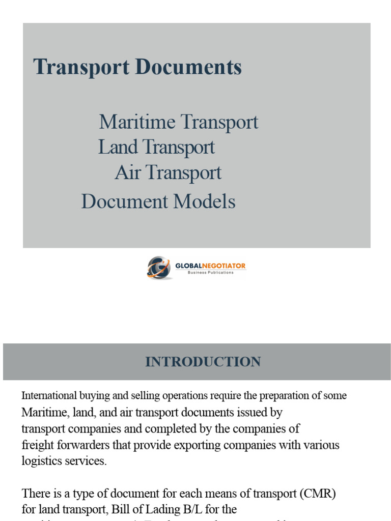 Essential International Transport Documents | PDF | Bill Of Lading ...