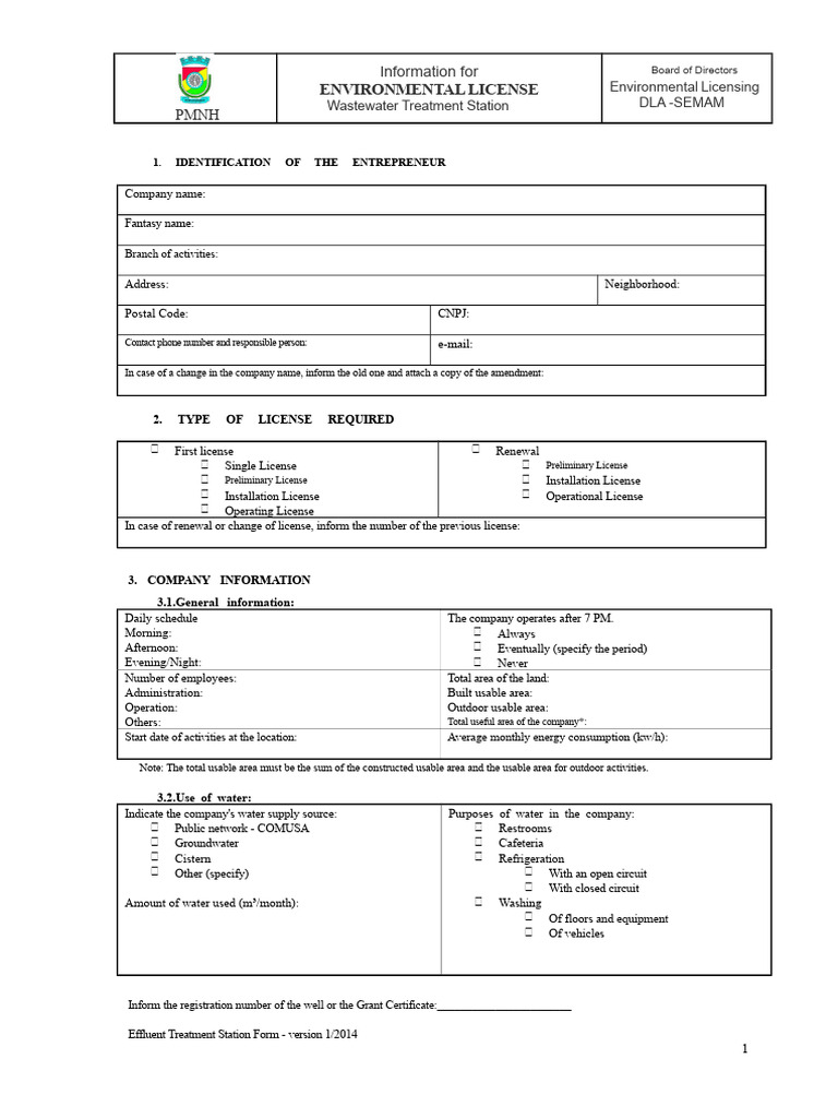 Environmental License for Wastewater Treatment | PDF | Sewage Treatment ...