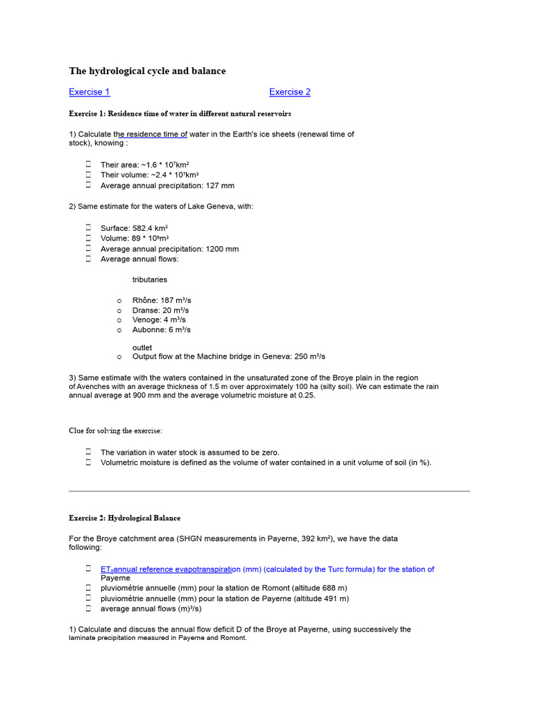 Hydrological Cycle and Water Balance Analysis | PDF | Hydrology ...