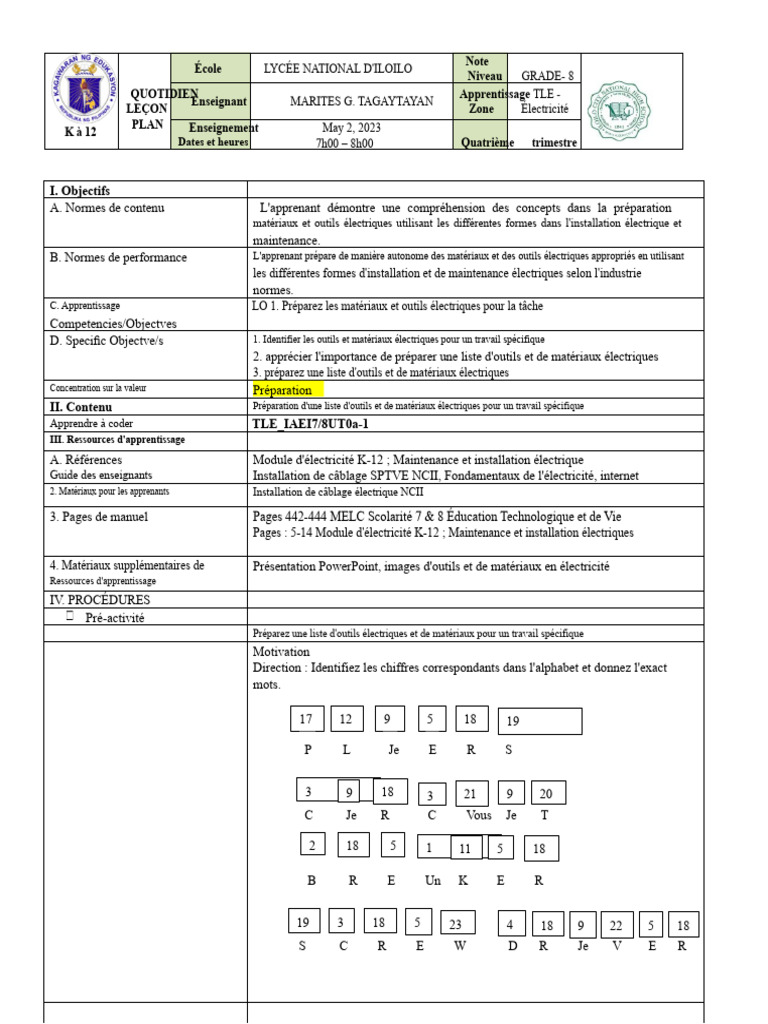 Liste d'outils électriques pour TLE | PDF