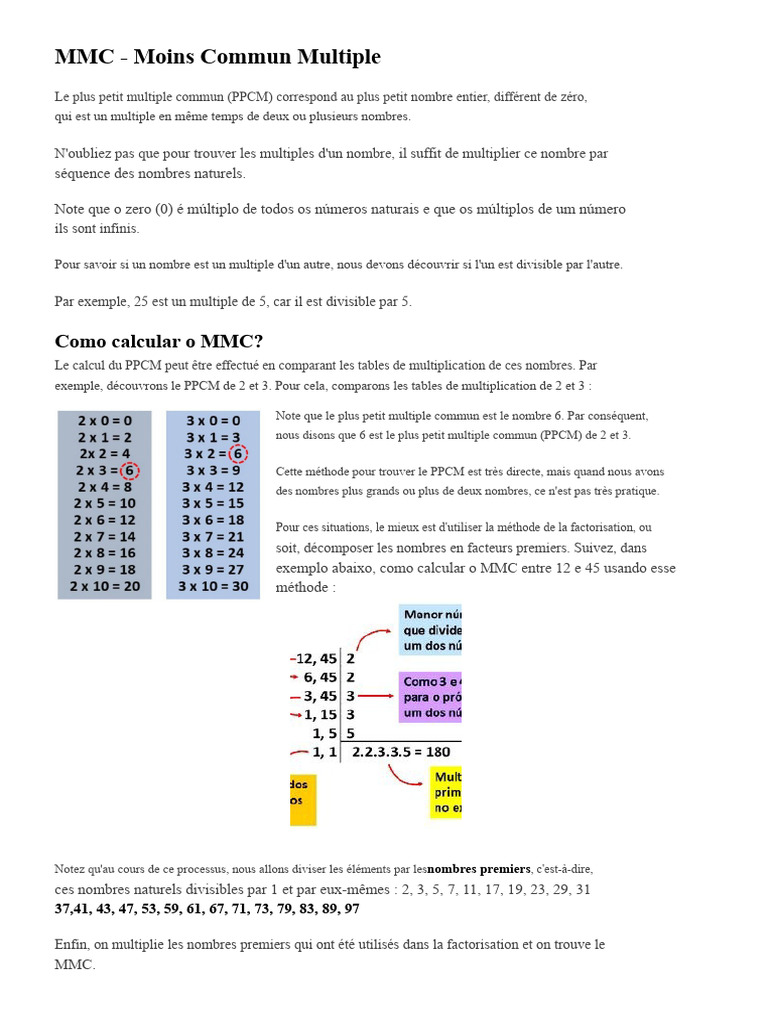Calcul du PPCM et PGCD expliqués | PDF | Nombre | Mathématiques
