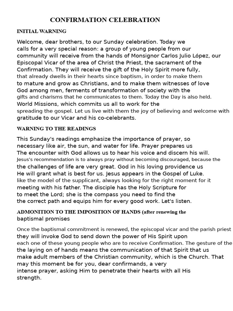 Confirmation Celebration and Reflections | PDF | Confirmation | Sacraments