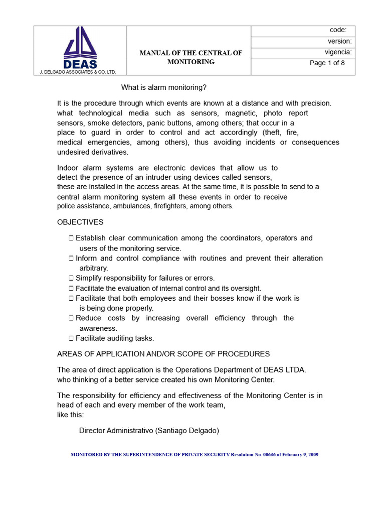 Alarm Monitoring Procedures Manual | PDF | Security Alarm