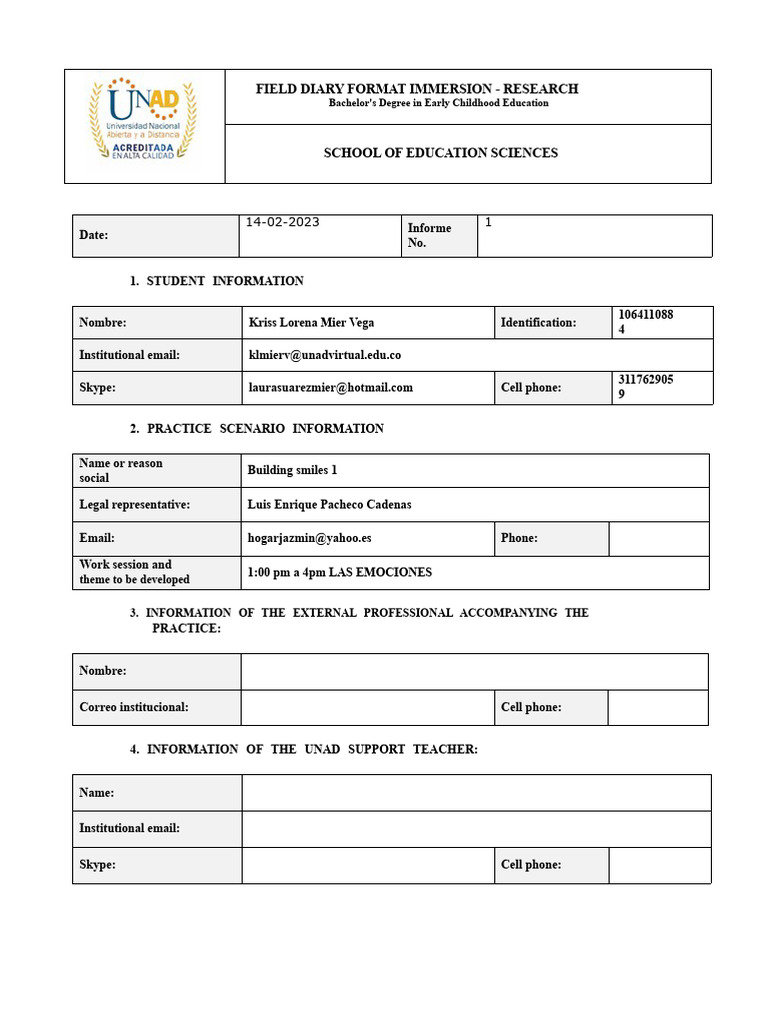 Field Diary - Immersion and Research Practice Lipi | PDF | Emotions ...