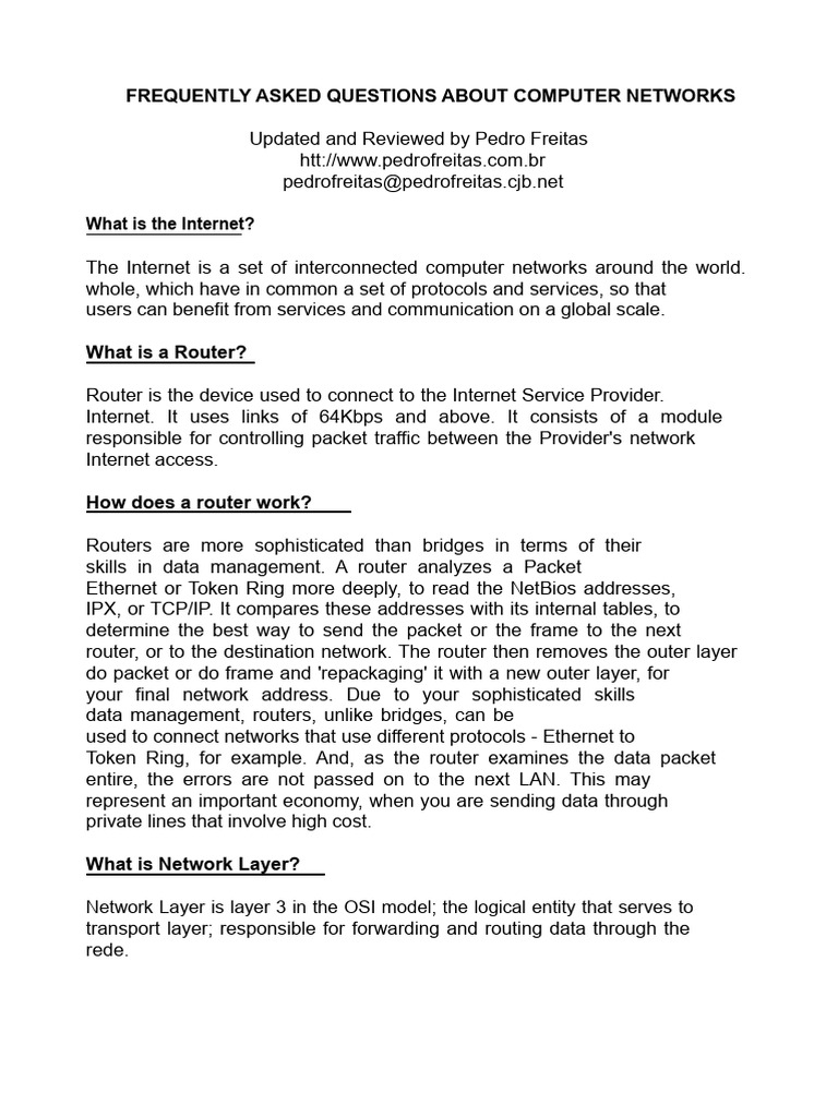 Computer Networks FAQ Guide | PDF | Computer Network | Internet ...
