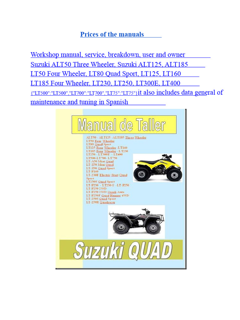 Suzuki ATV and Three-Wheeler Manuals | PDF