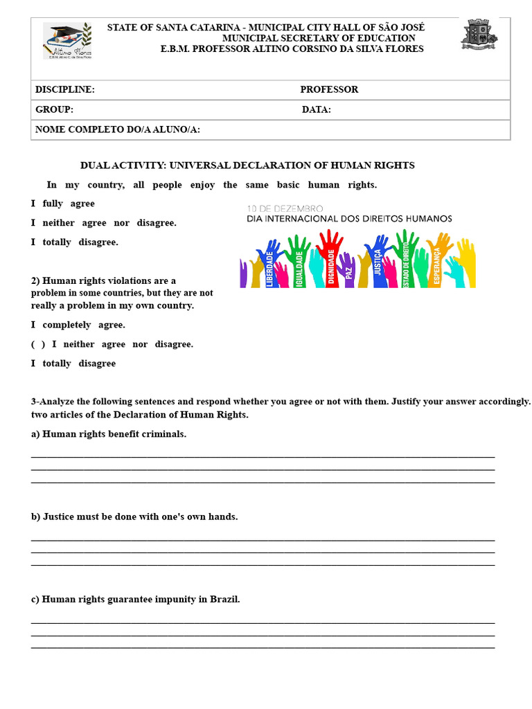 Activity On Human Rights | PDF | Human Rights | Rights